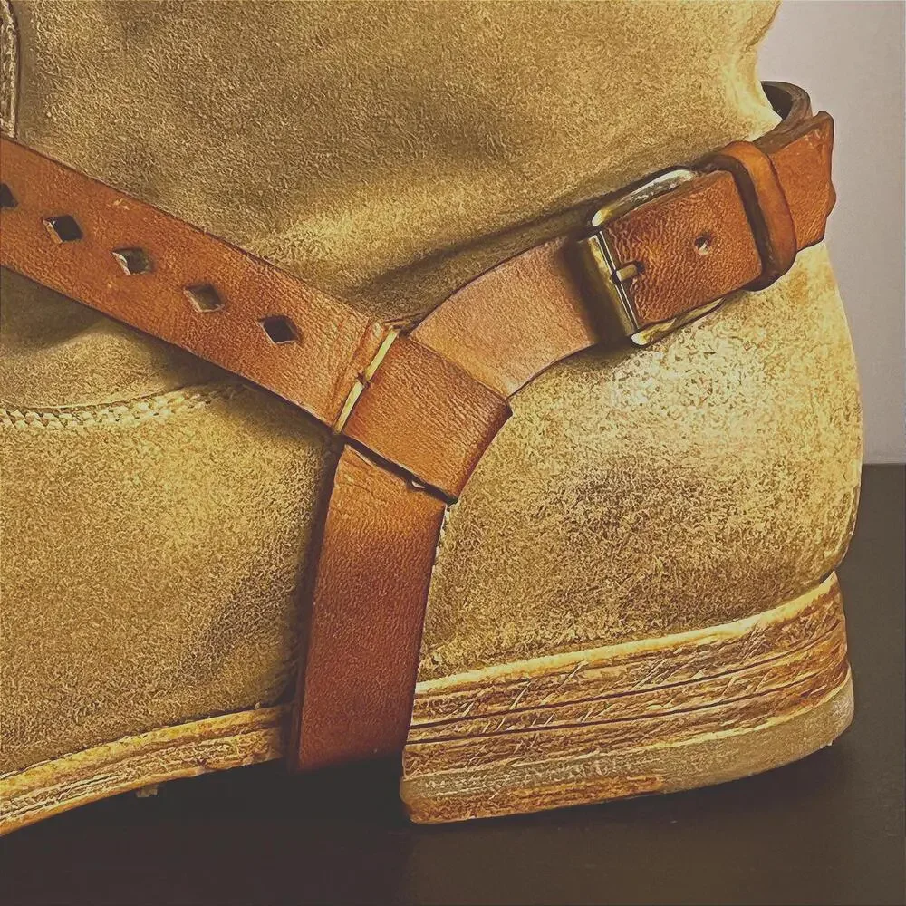 NDC Women's Brown Hand Made Suede Riding Boots with Leather‎ Straps - Size 6.5
